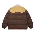 Retro contrast color embroidered cotton jacket