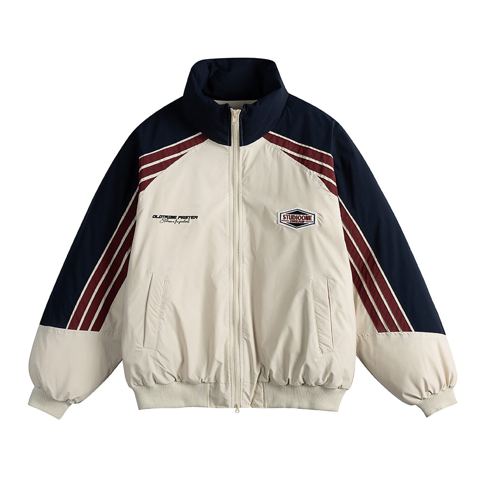 Color-blocked cotton-padded jacket