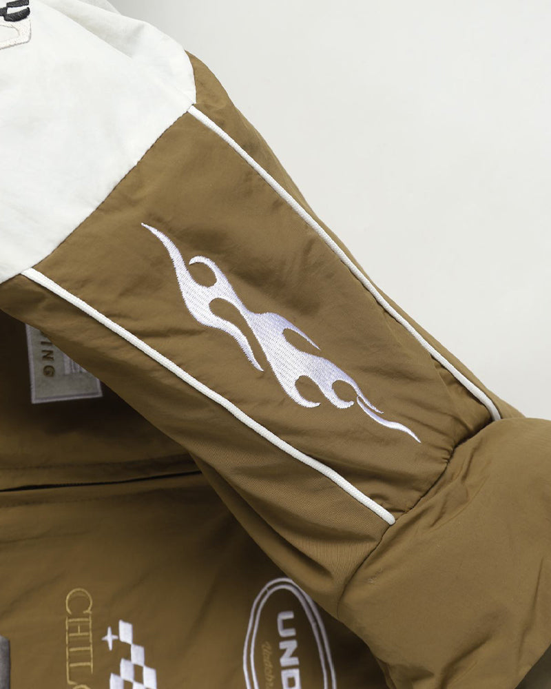 Patchwork racing suit jacket