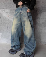 Washed wide-leg jeans