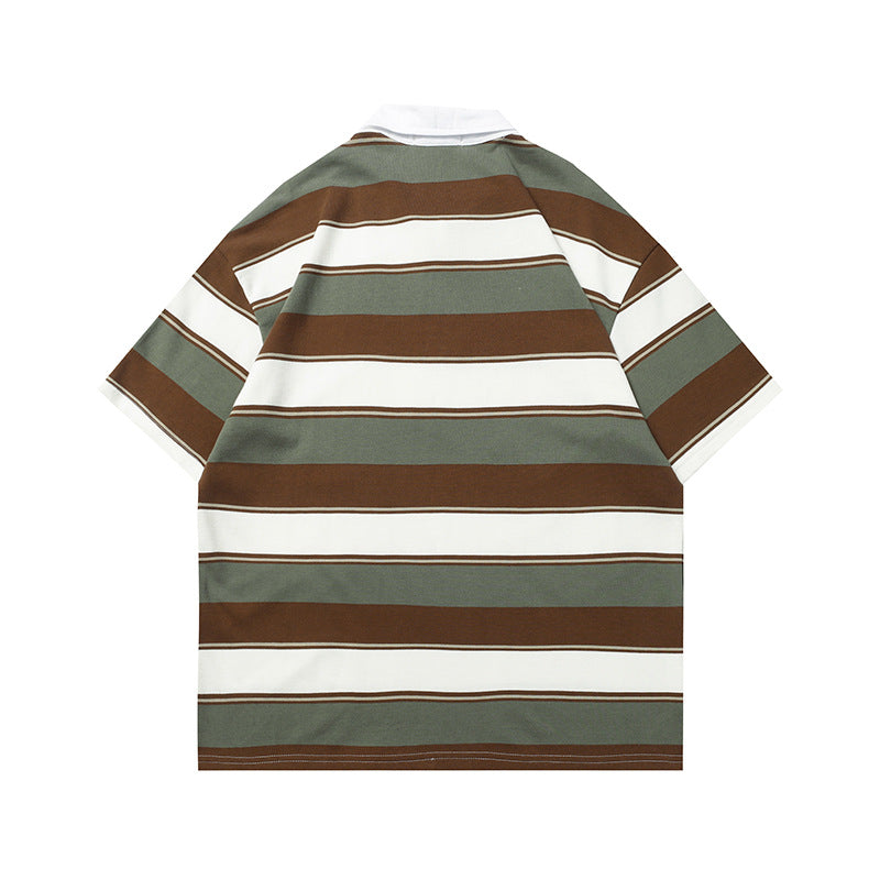 Retro striped polo short sleeves