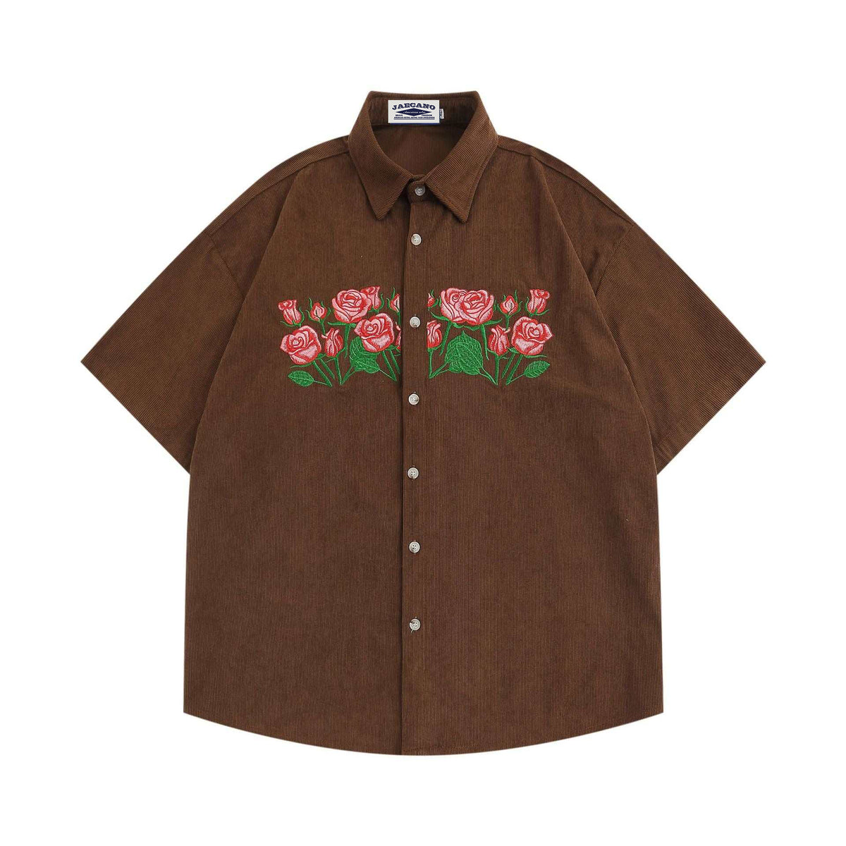 vintage rose embroidered short sleeve shirt