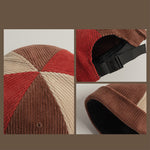 復古燈芯絨拼色帽