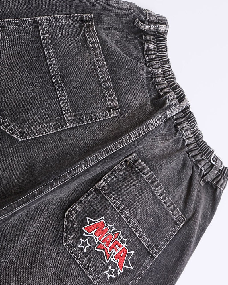 Vintage washed denim shorts