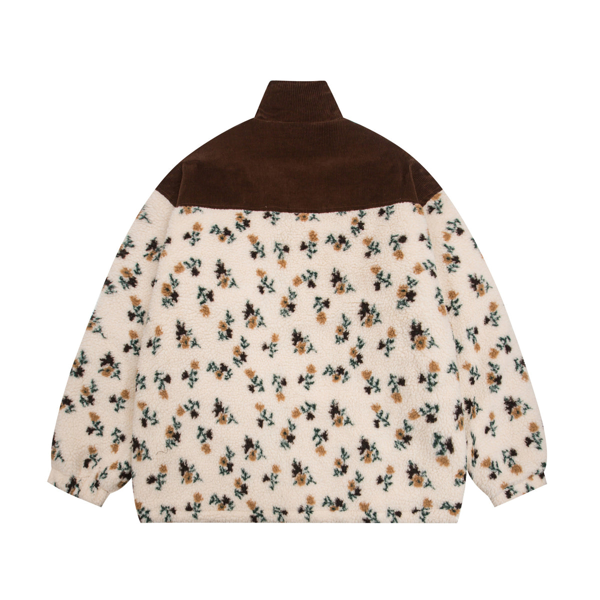 Retro contrasting floral thickened jacket