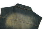 Retro workwear contrast denim vest