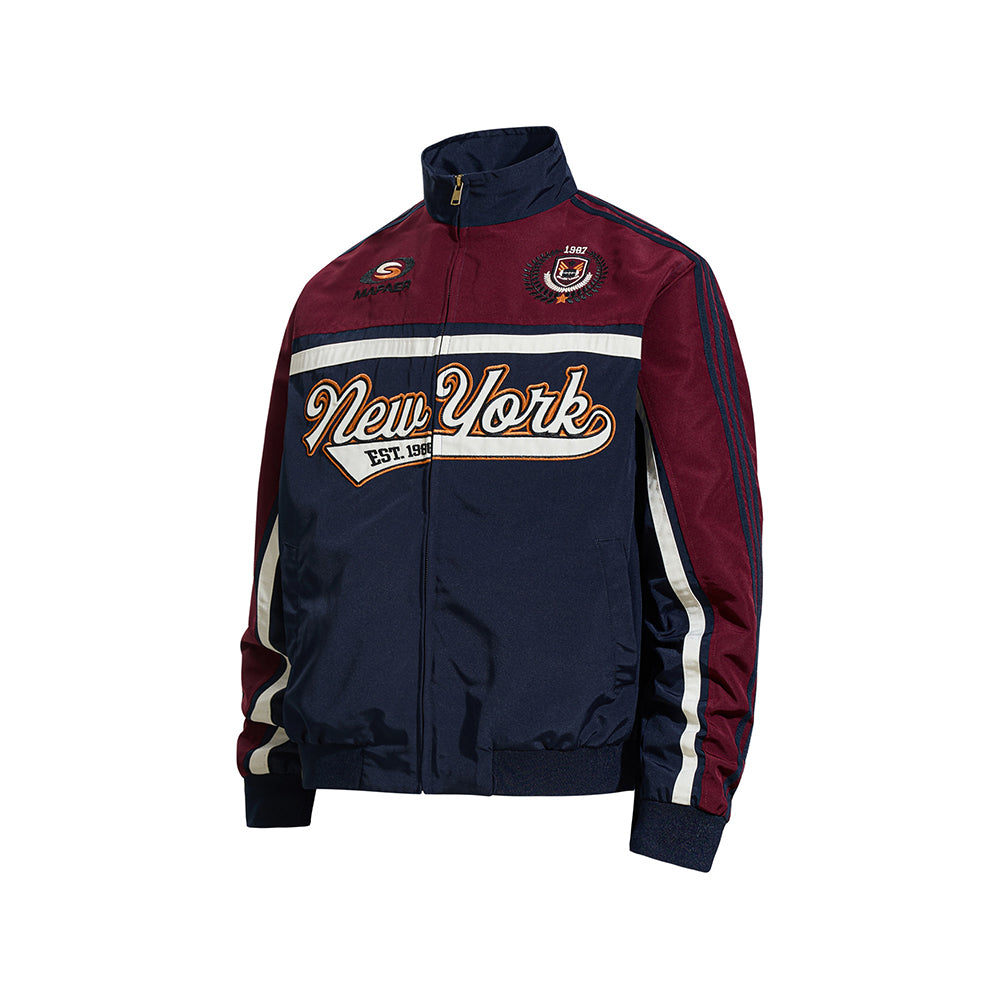 자수 스탠드업 칼라 코트