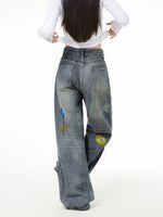 retro casual denim trousers