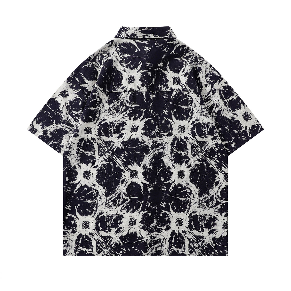 Retro contrast lapel short-sleeved shirt