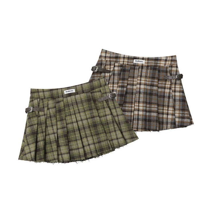 American retro plaid skirt