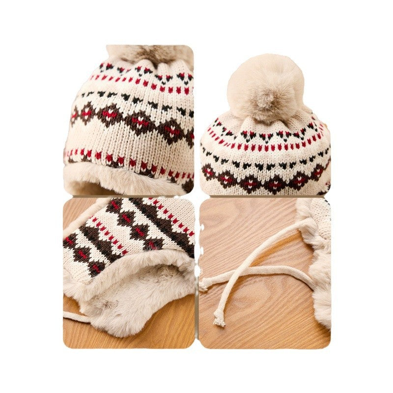 Retro warm plush hat