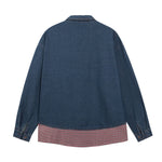Spliced ​​fake two piece denim shirt