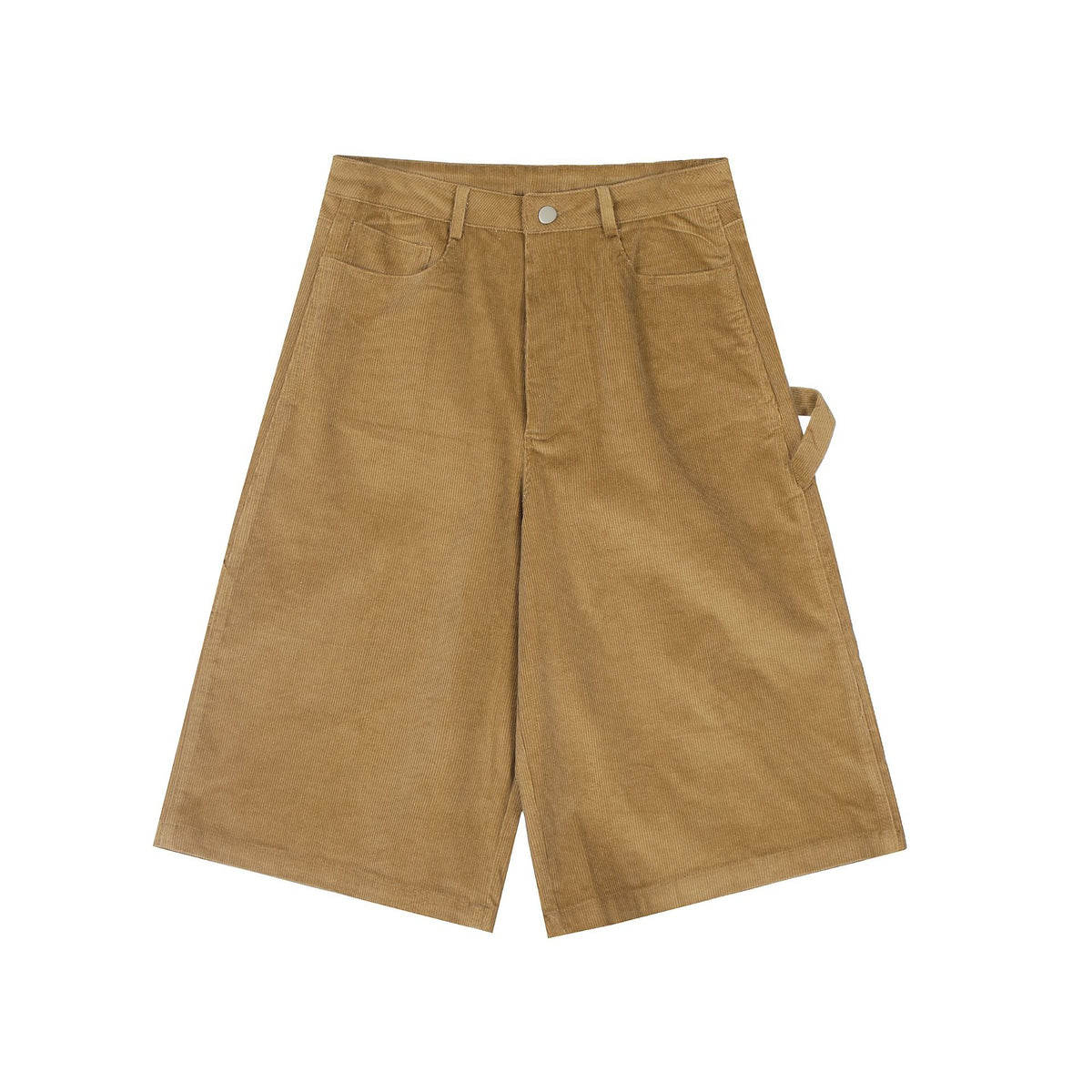 American retro corduroy midi shorts