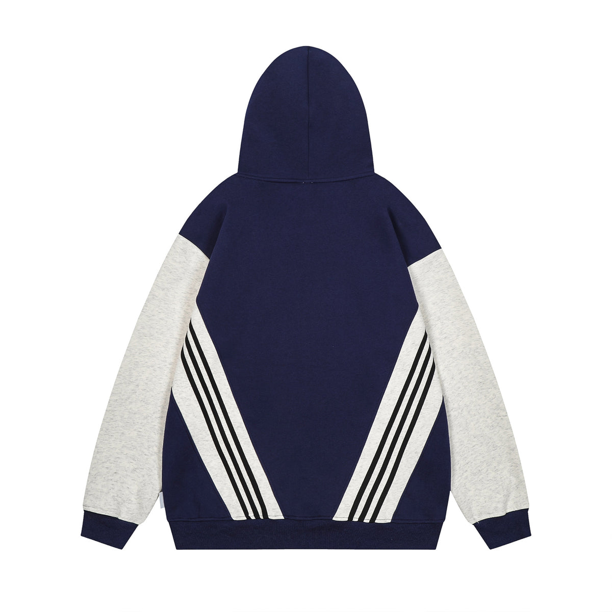 Retro contrast patchwork hooded sweatshirt