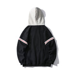 美式復古拼色印花連帽衛衣