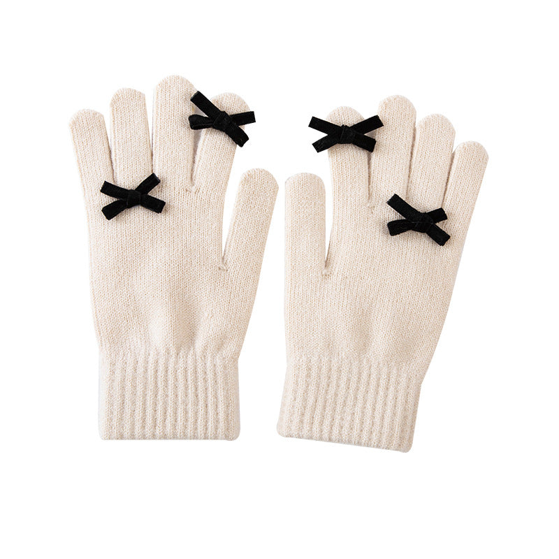 Cute warm five-finger gloves