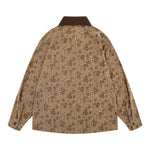 Retro contrast embroidered corduroy shirt