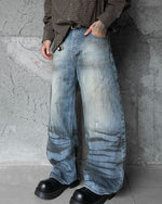 distressed wide-leg jeans