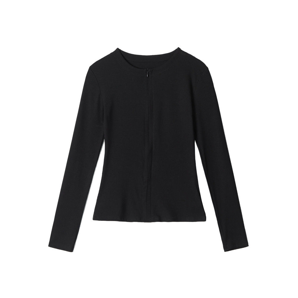 라운드넥, 슬림핏, 긴팔 상의 (여성용)