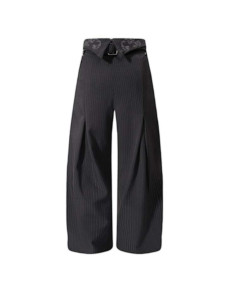 Embroidered striped trousers