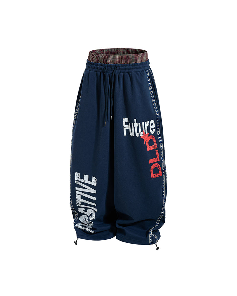 Patchwork Casual Wide-Leg Pants