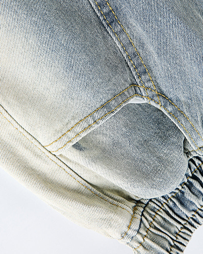 拼接撞色寬鬆牛仔褲