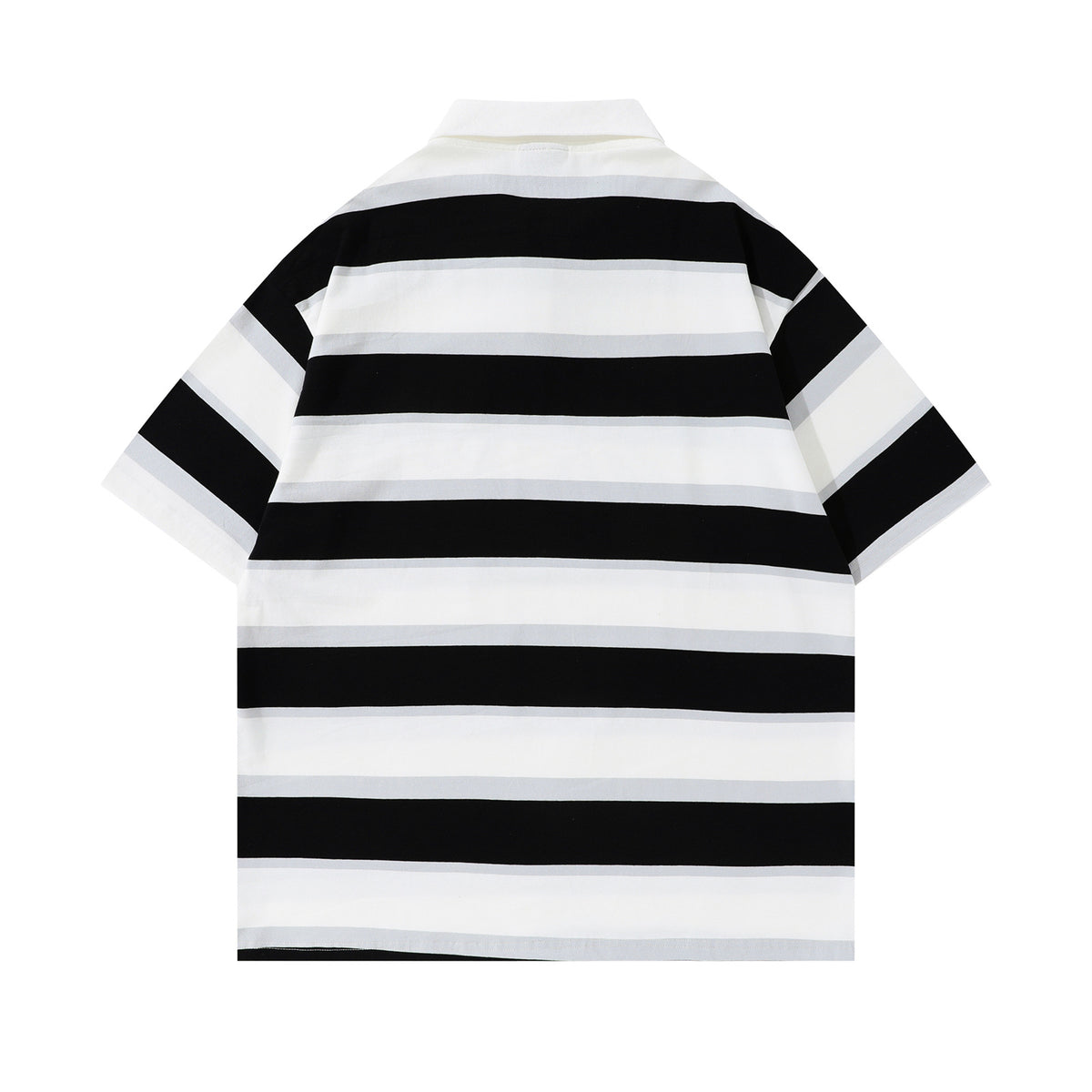 Retro contrast striped short sleeves