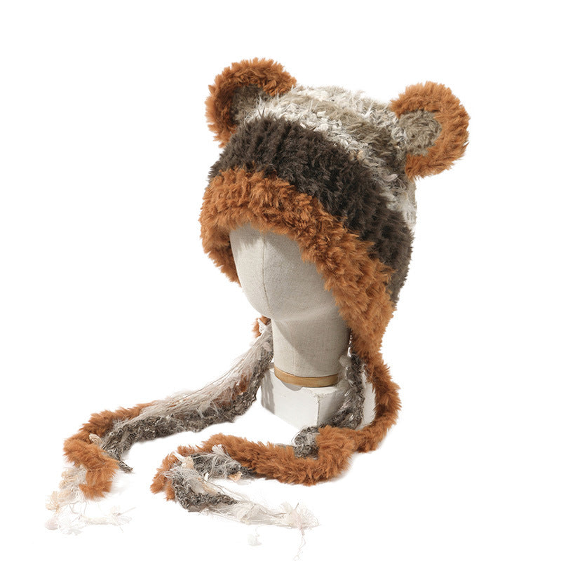 patchwork plush warm hat