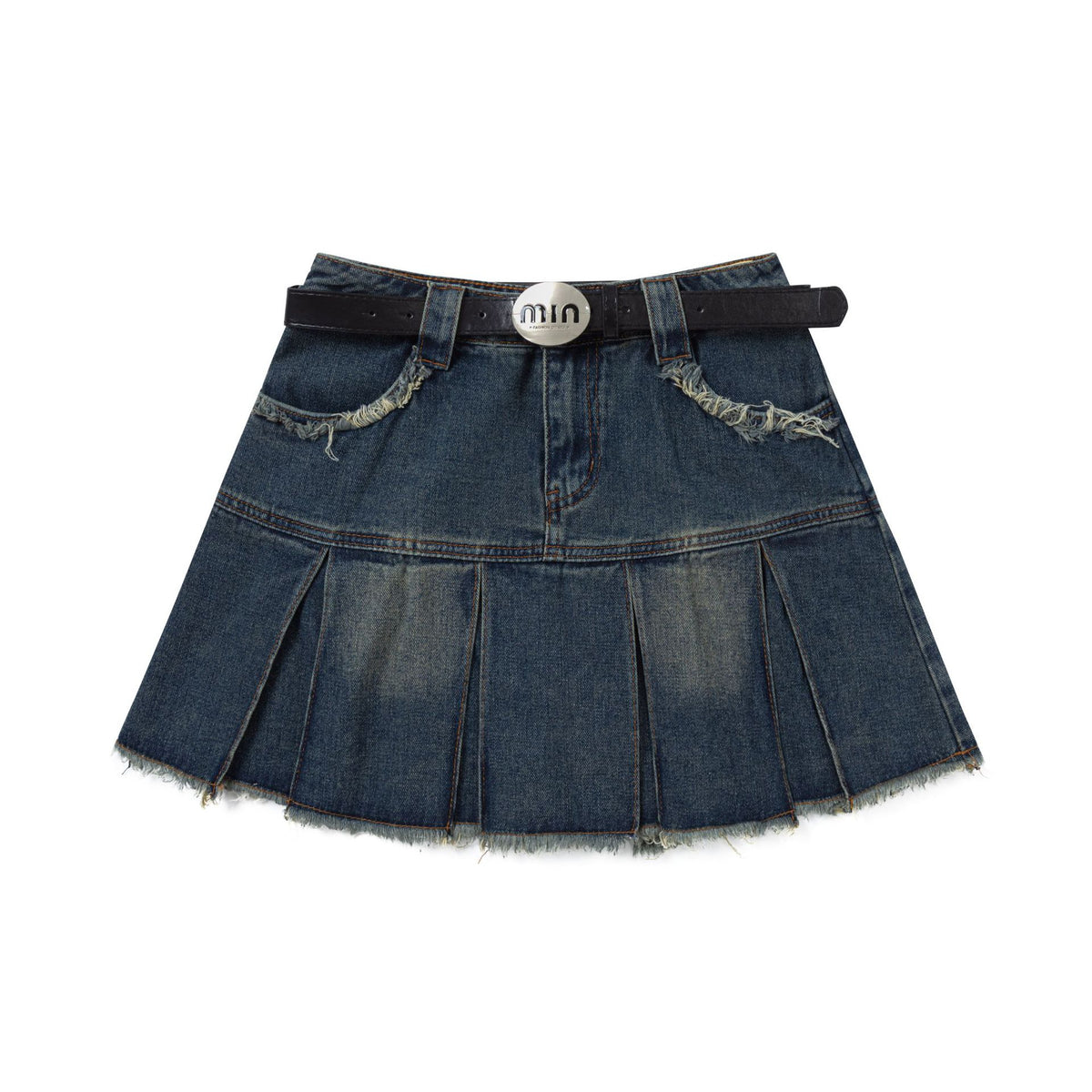 American retro denim skirt with belt (women's)