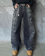 Washed straight jeans