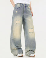 Ripped straight jeans