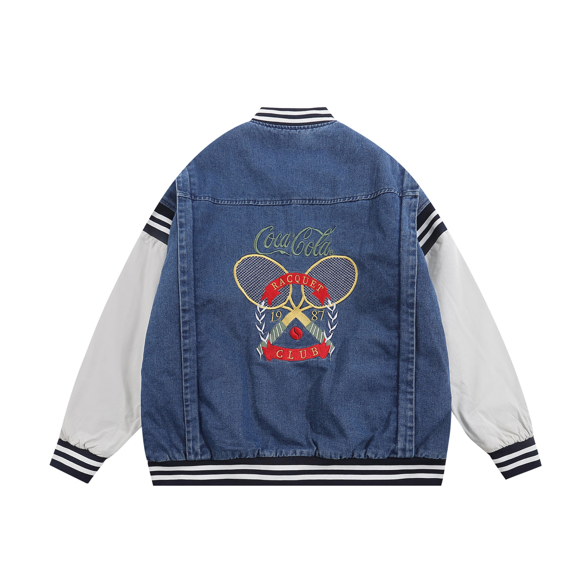 American retro denim quilted jacket