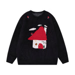 Retro red little house knitwear