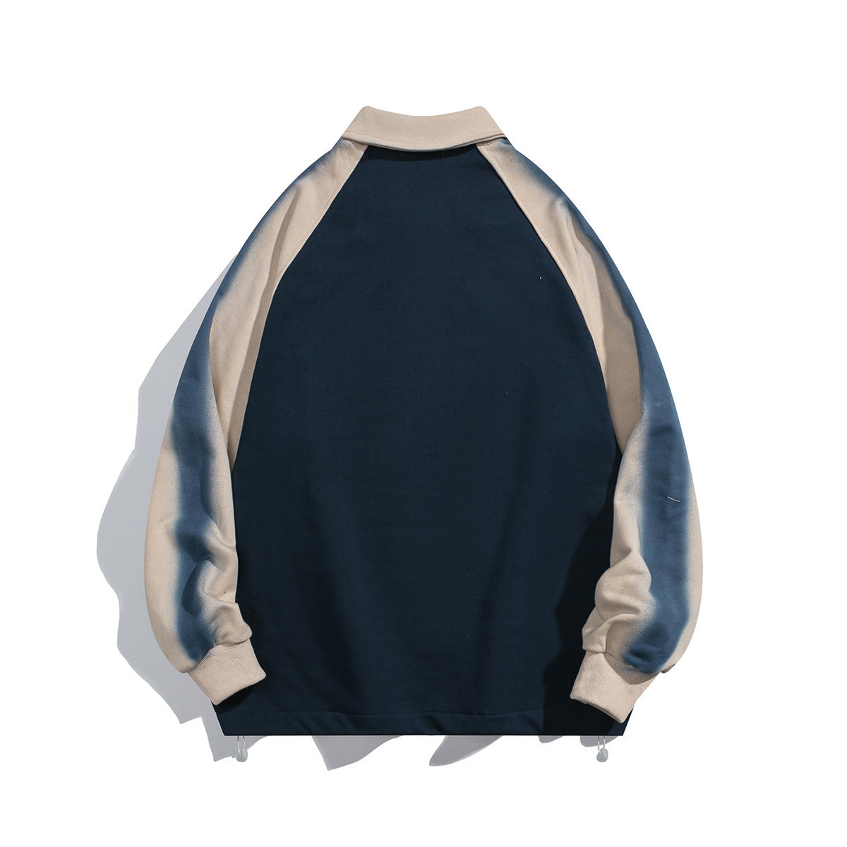 Retro spray-painted stitching polo sweatshirt