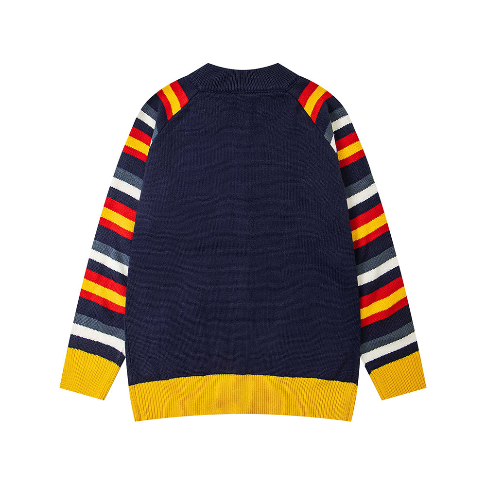 Contrast color panel sweater