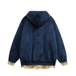 拼接字母刺綉連帽衛衣