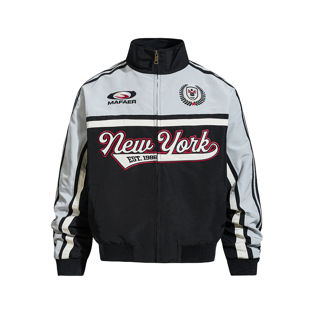 자수 스탠드업 칼라 코트