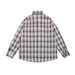 復古純色格子長袖襯衫