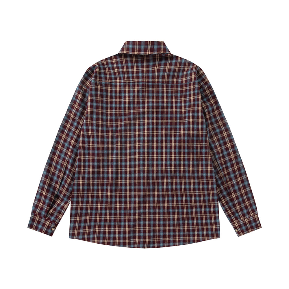 plaid loose long-sleeved shirt