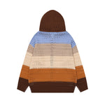 復古彩色條紋連帽開衫