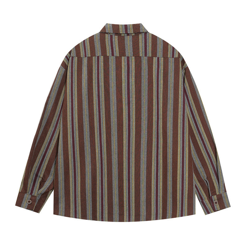 Letter vertical stripe tie long sleeve shirt