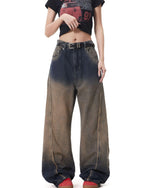 Heavy gradient denim trousers