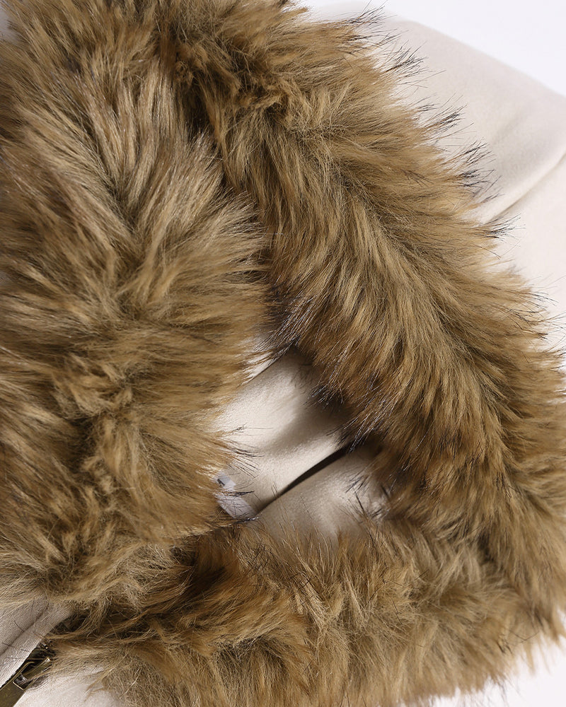 Retro letter embroidered hooded jacket