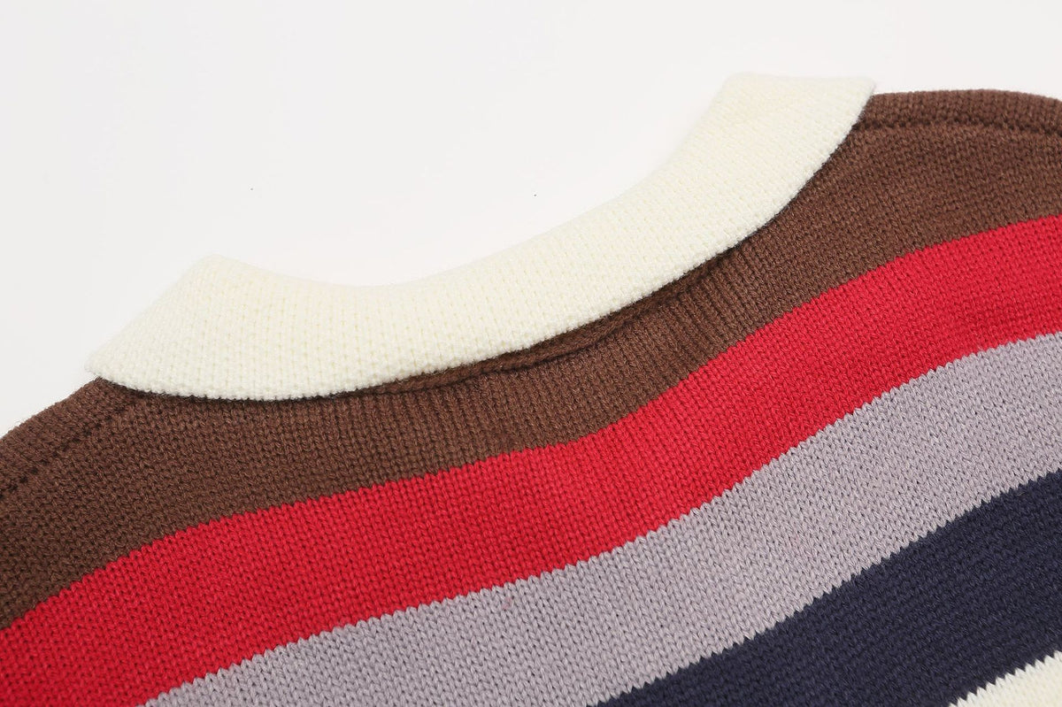 retro striped polo neck sweater