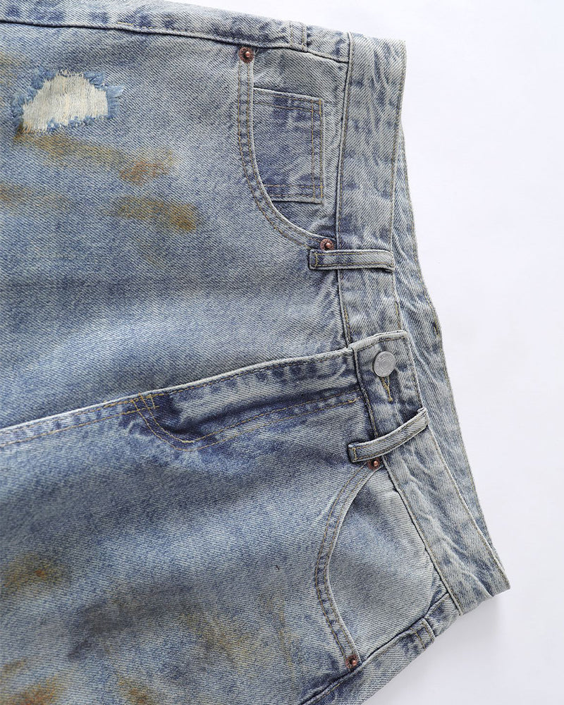 Distressed ripped jeans