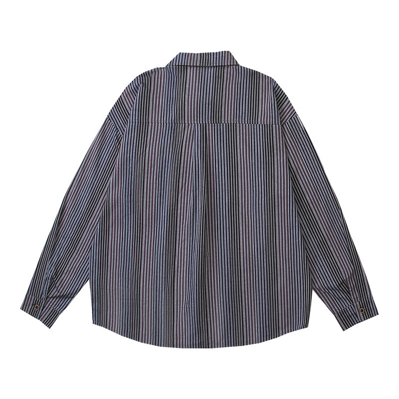 Fun cartoon embroidered striped shirt