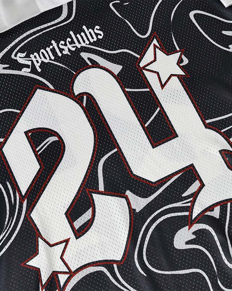 Color-blocked V-neck short-sleeved shirt