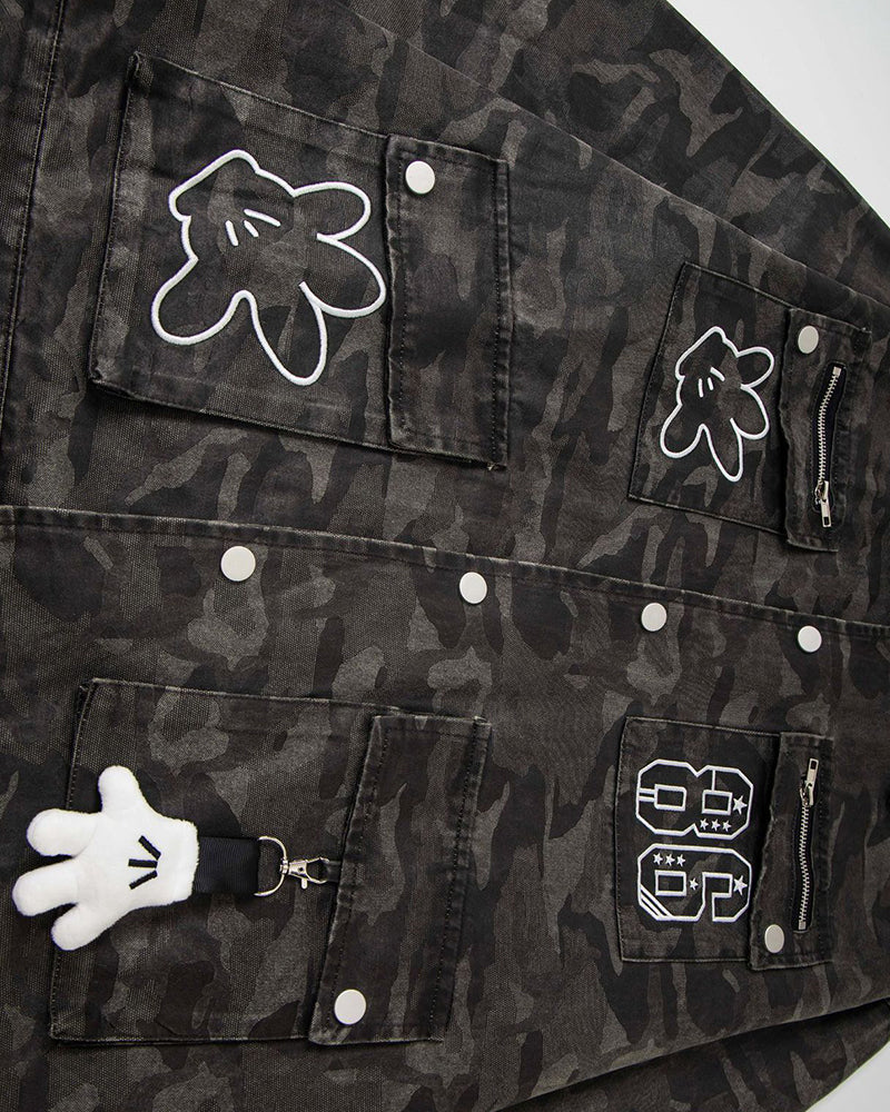 위장색 컬러블록 재킷