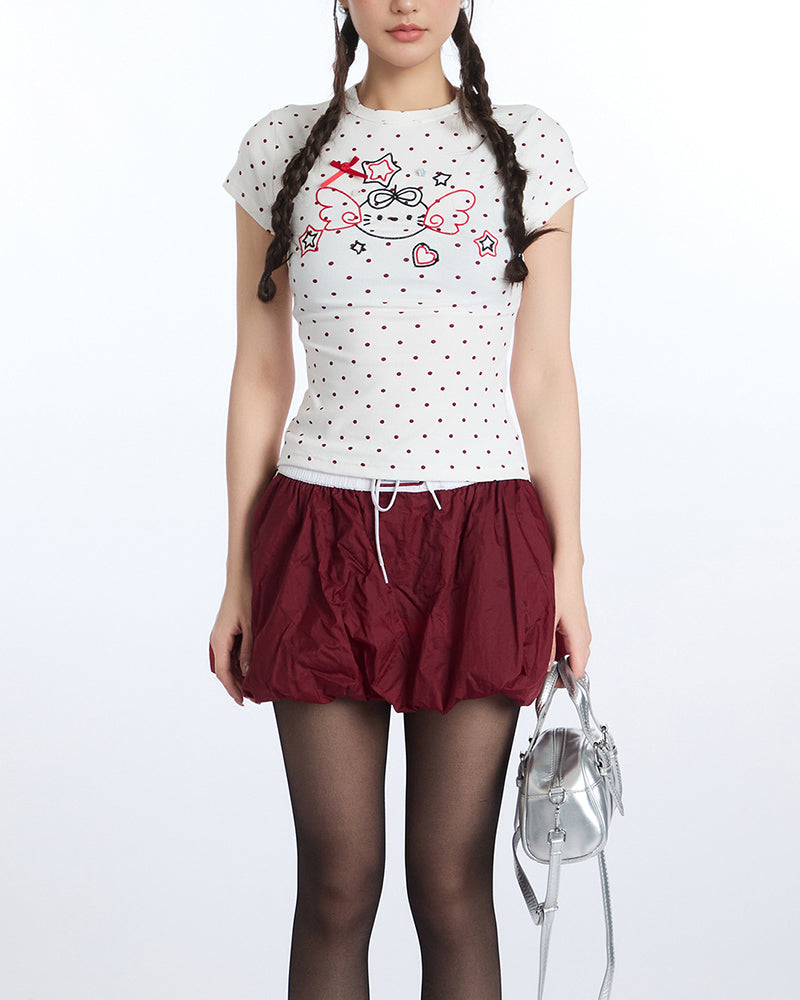 Sweet polka dot short-sleeved shirt