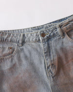 水洗休閑直筒牛仔褲